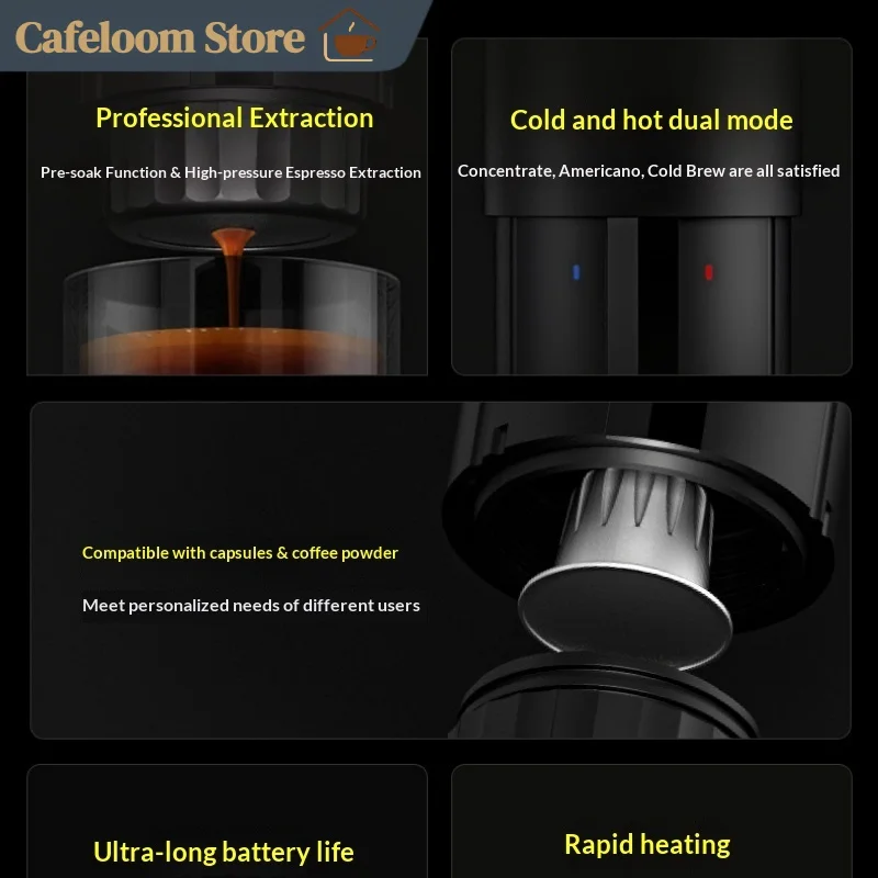 Timemore × Nuttii Portable Espresso Coffee Machine Outdoor Travel Wireless Rechargeable Espresso Extraction Capsule Coffee Maker