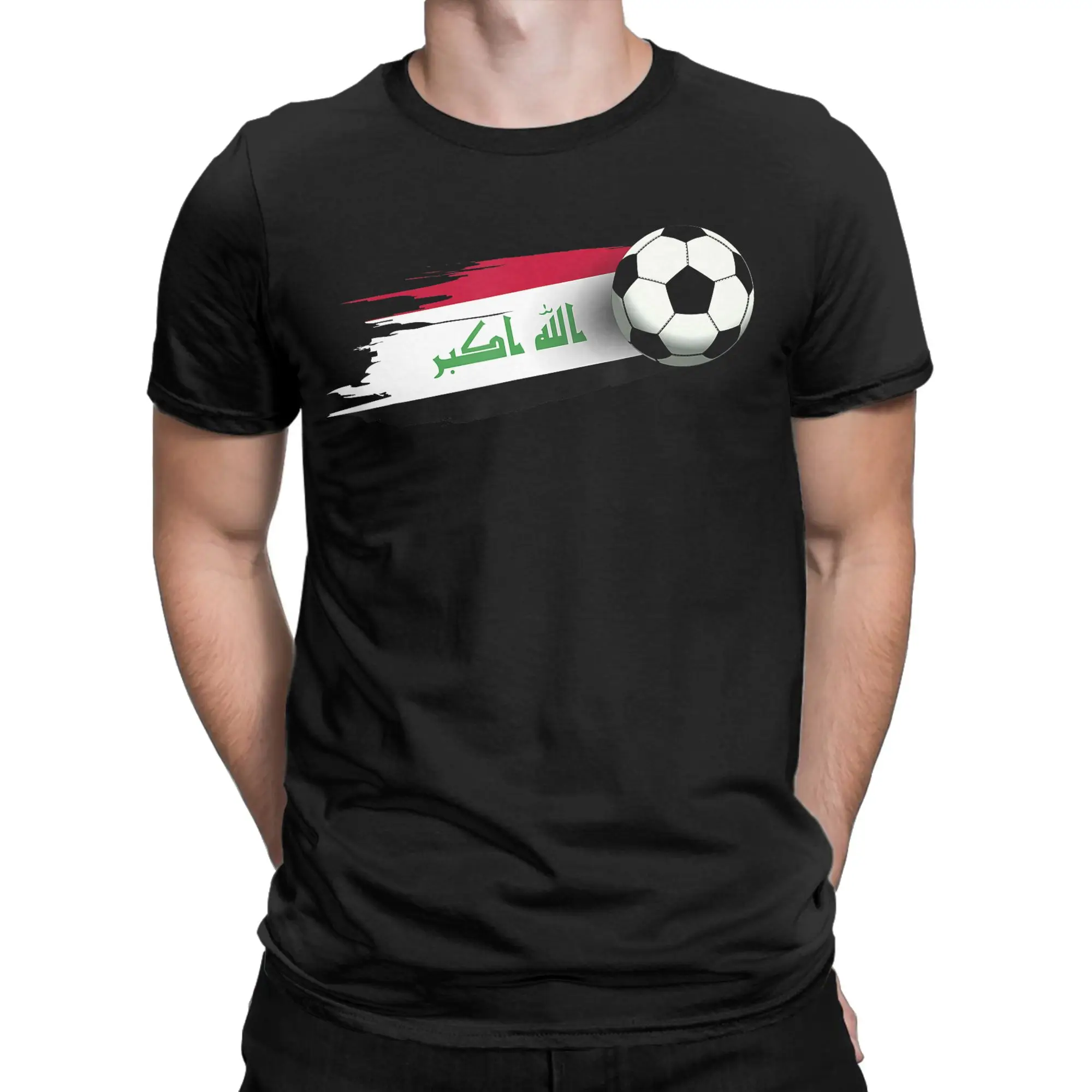 Men T-Shirts Iraq Flag Iraqi Soccer Novelty Pure Cotton Tee Shirt Short Sleeve  T Shirt Round Neck Clothing Gift Idea