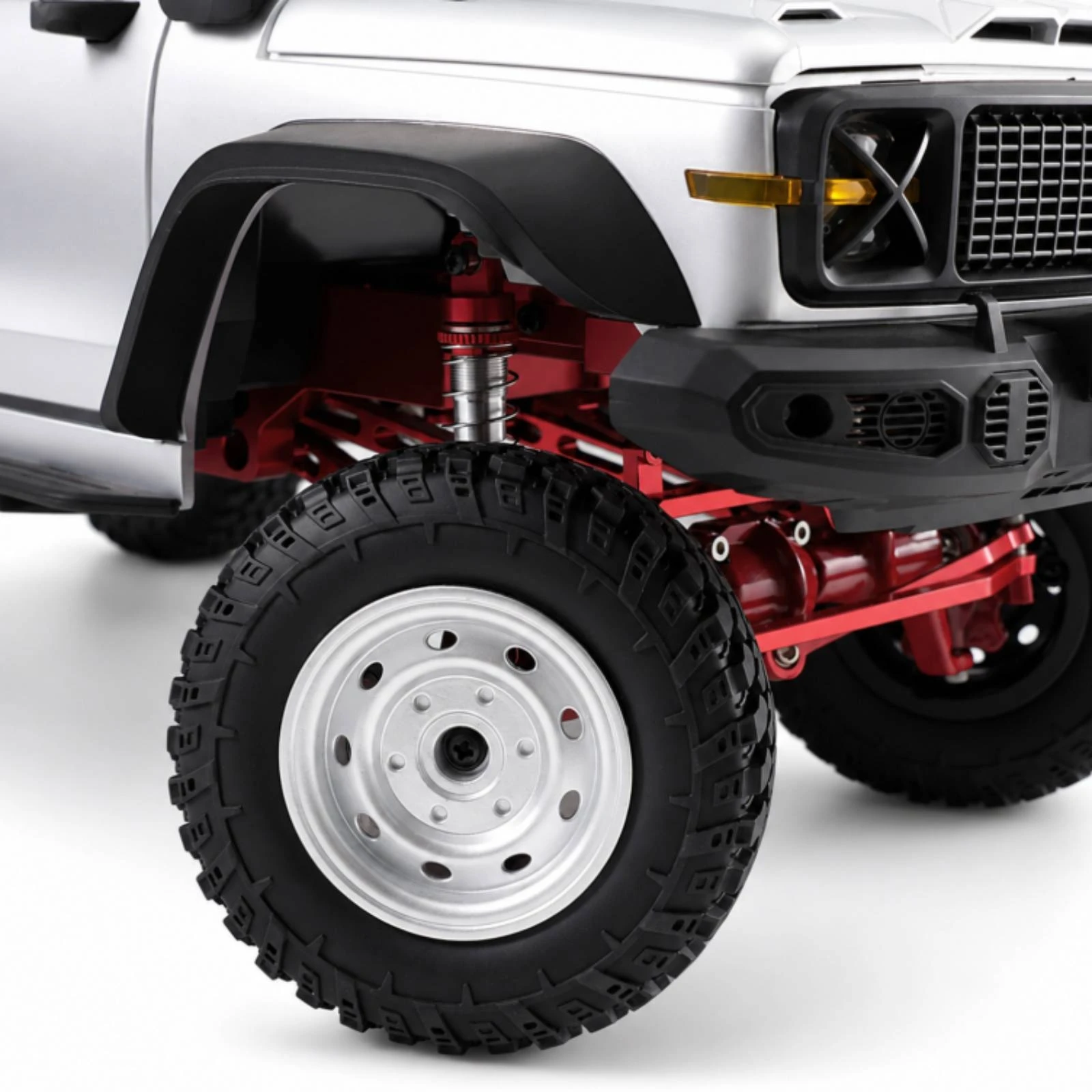 4 Pieces 1/16 Scale Wheel and Tire Set off-Road RC Crawler Wheel Set Hobby Part Rubber Shock-Proof for Model Car Builders