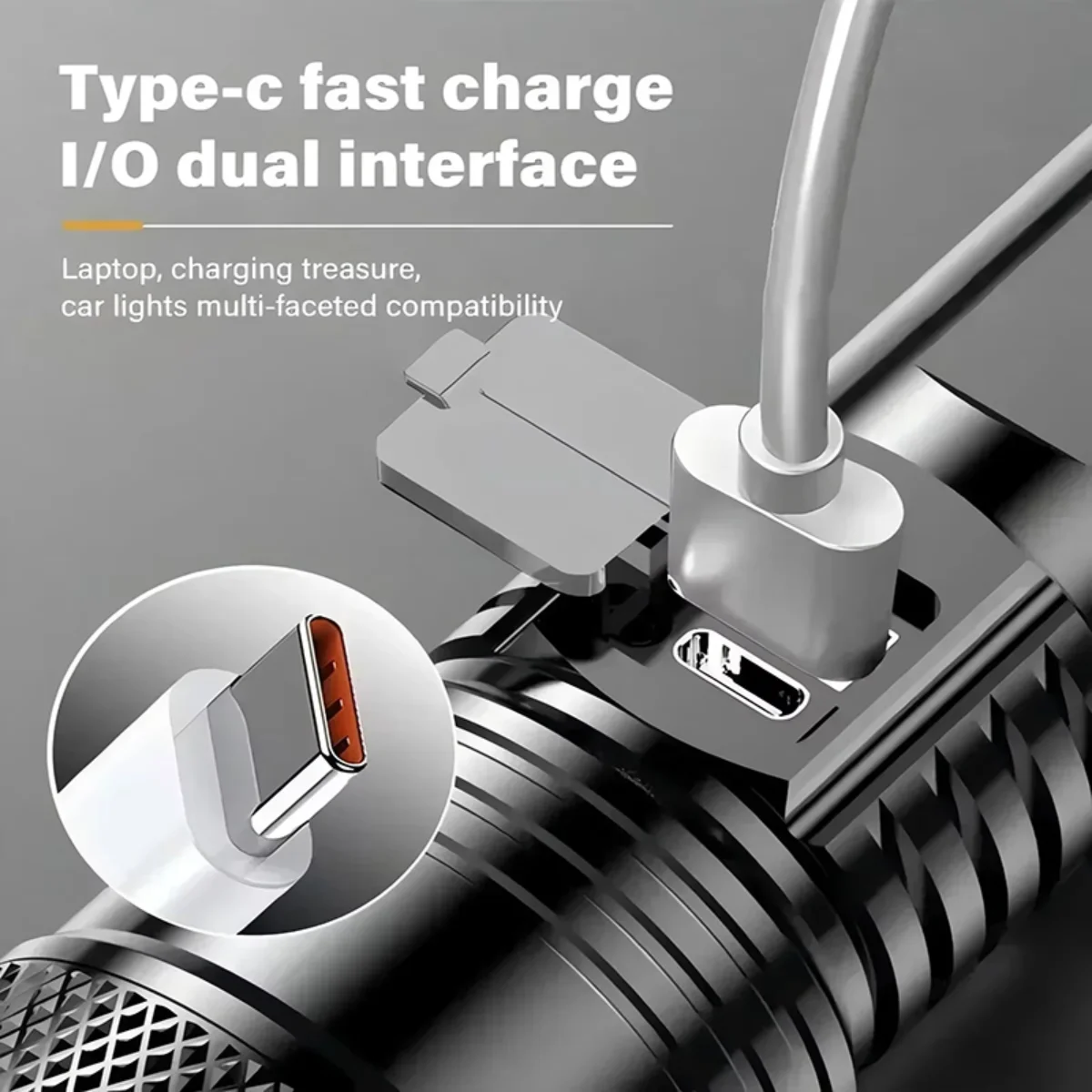 Super Bright LED Power Display Flashlight Type-C Rechargeable Long Range Tactical Torch for Outdoor Waterproof Camping Lantern image 6