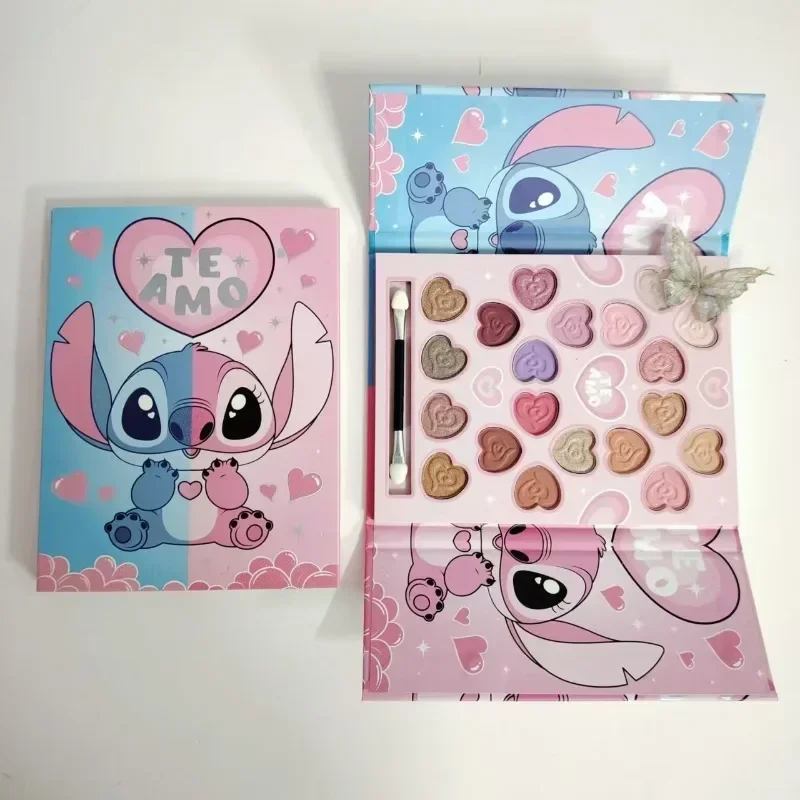 Stitch Angel 20 Color Eye Shadow Palette Disney Cartoon Miniso Matte Pearly Glitter Waterproof Lasting MakeUp Tool Girls Gifts