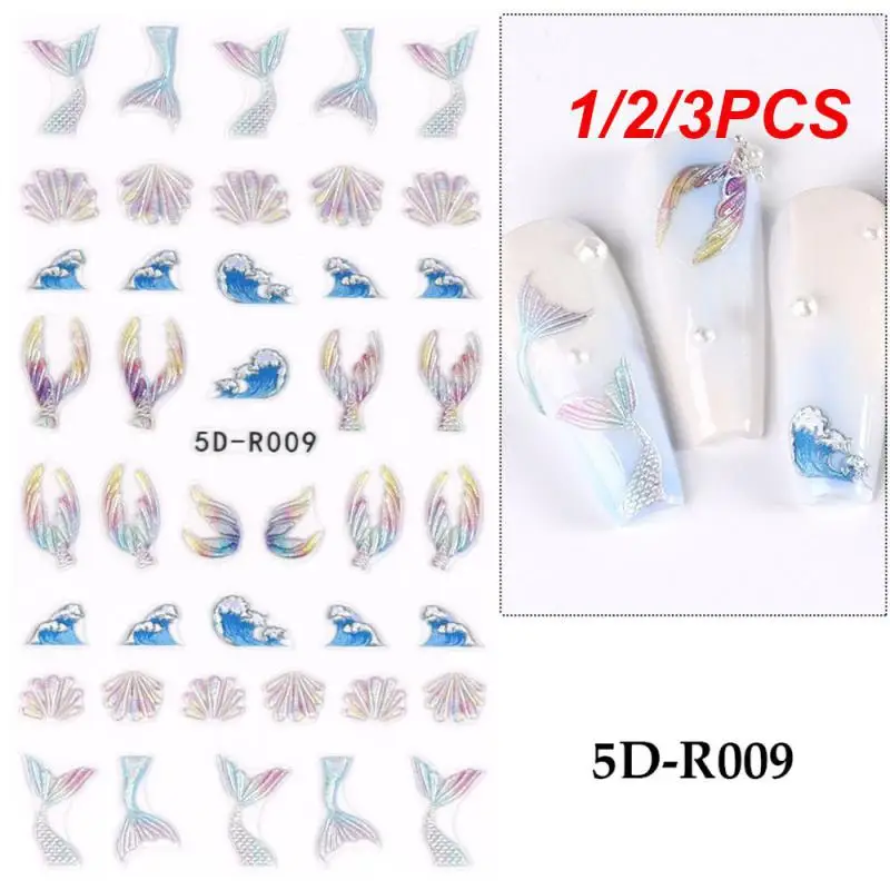 1/2/3PCS Nail Sticker Relief About 2g Mermaid Nail Sticker Nail Supplies And Manicure Tools 5d Nail Sticker Mermaid 9.2*7.3cm