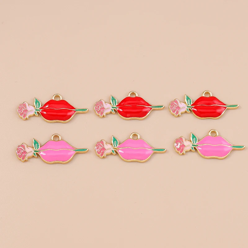20 Stück niedliche, bunte Emaille-Anhänger in Form von Herzen und Blumen zum Basteln von Schmuck, Ohrringen, Halsketten und Armbändern – ideal für DIY-Bastelprojekte. – Detail 13