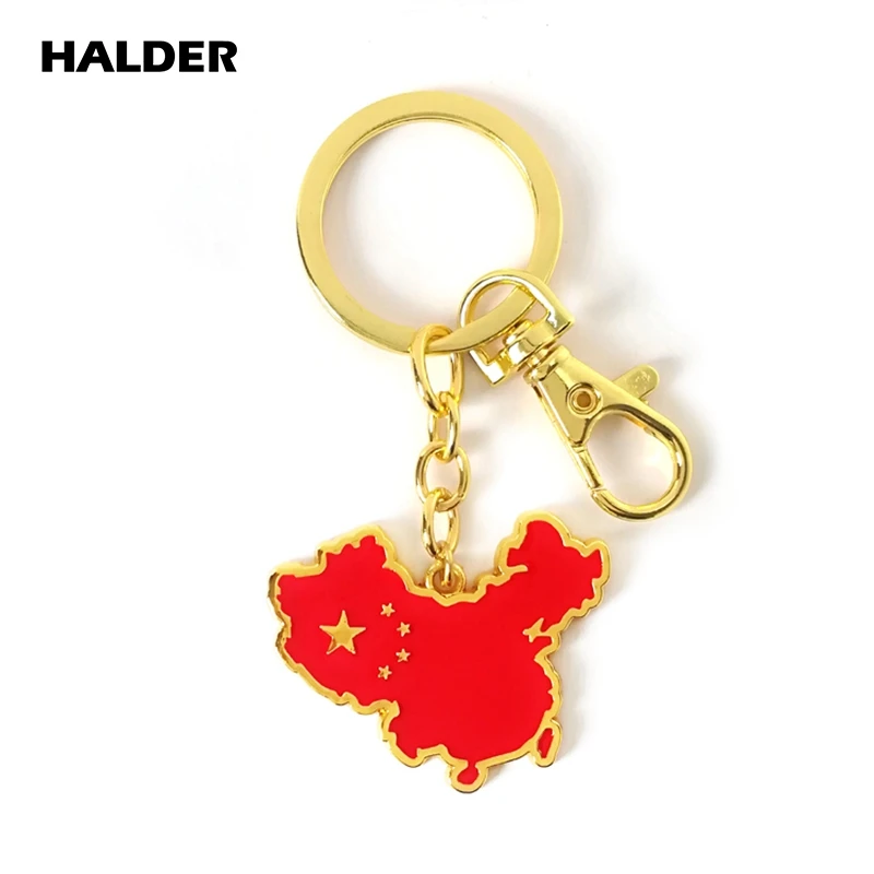 HALDER China Map Flag Keychain Five-starred Red Flag Key Chain Backpack Keyring Car Key Pendant Jewelry Gift For National Day