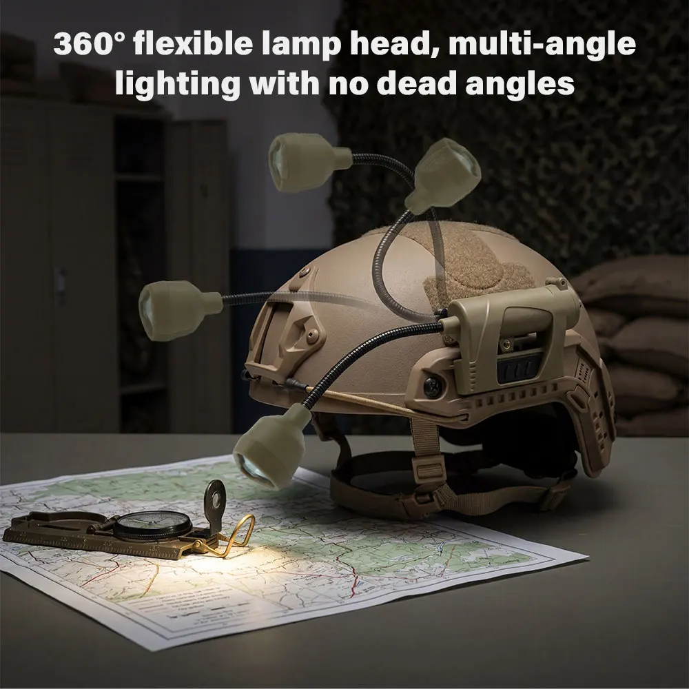 Taktische Helmleuchte, 3 Modi, LED-Taschenlampe, Helmlampe für Outdoor-Nachtbeleuchtung, Laser, Jagd, Militär, Radfahren, Angeln – Detail 27