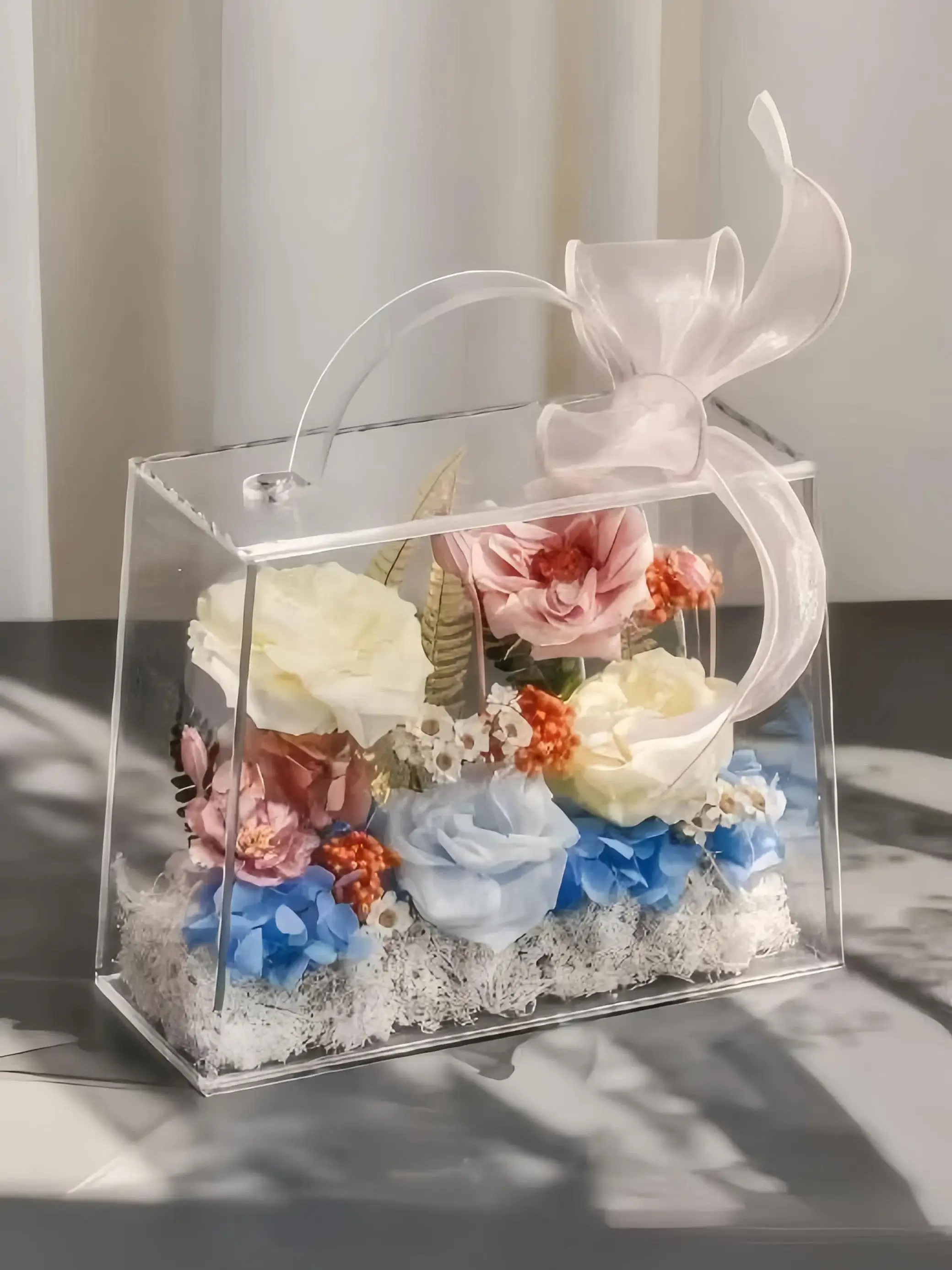 

Акриловая коробка-витрина с цветочным узором, прозрачная, для роз и вечных цветов, креативная подарочная коробка DIY для любых случаев