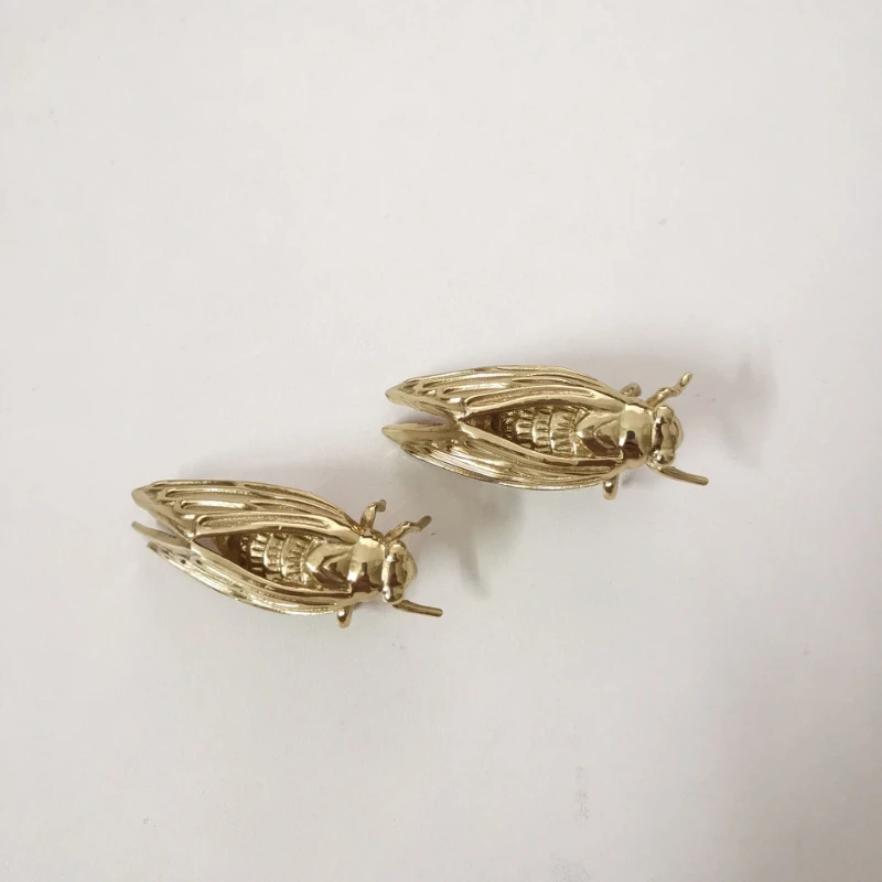 Brass Cicada Hardware Handle Beetle Unique Knot Home Cabinet Door Insect Drawer Bed Head Cabinet Handle Decoration