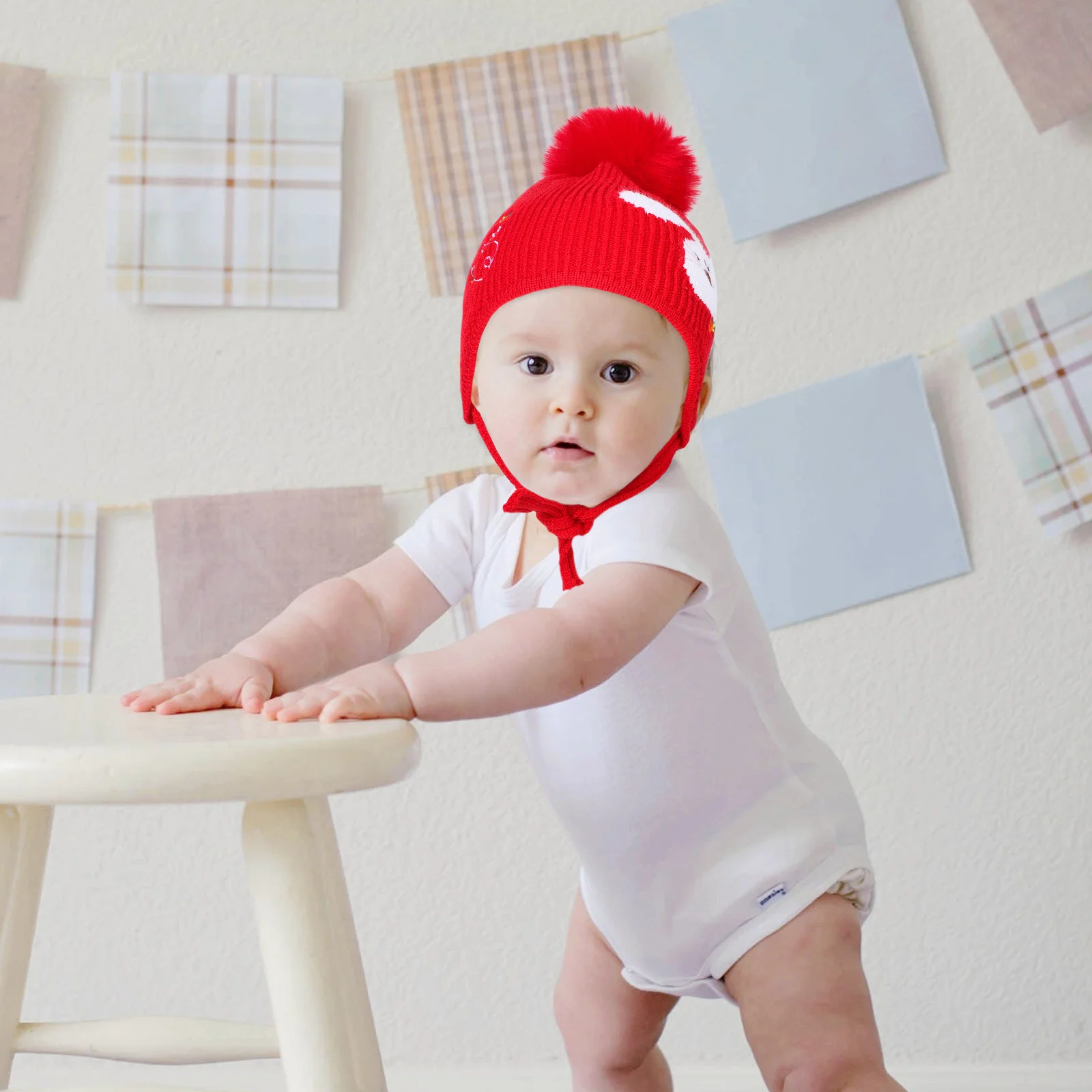 

1Pcs Baby Knitted Woolen Hat Christmas Patterned Warm Soft Elastic Cap Perfect for Winter Woolen Hat Baby Hats