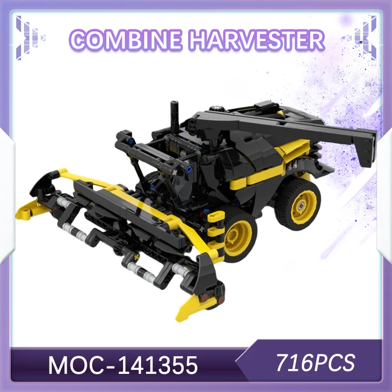 

716 шт., сельскохозяйственная инженерная комбайн, строительный блок, модель кирпича, набор креативных игрушек для мальчиков, рождественские праздничные подарки MOC-141355