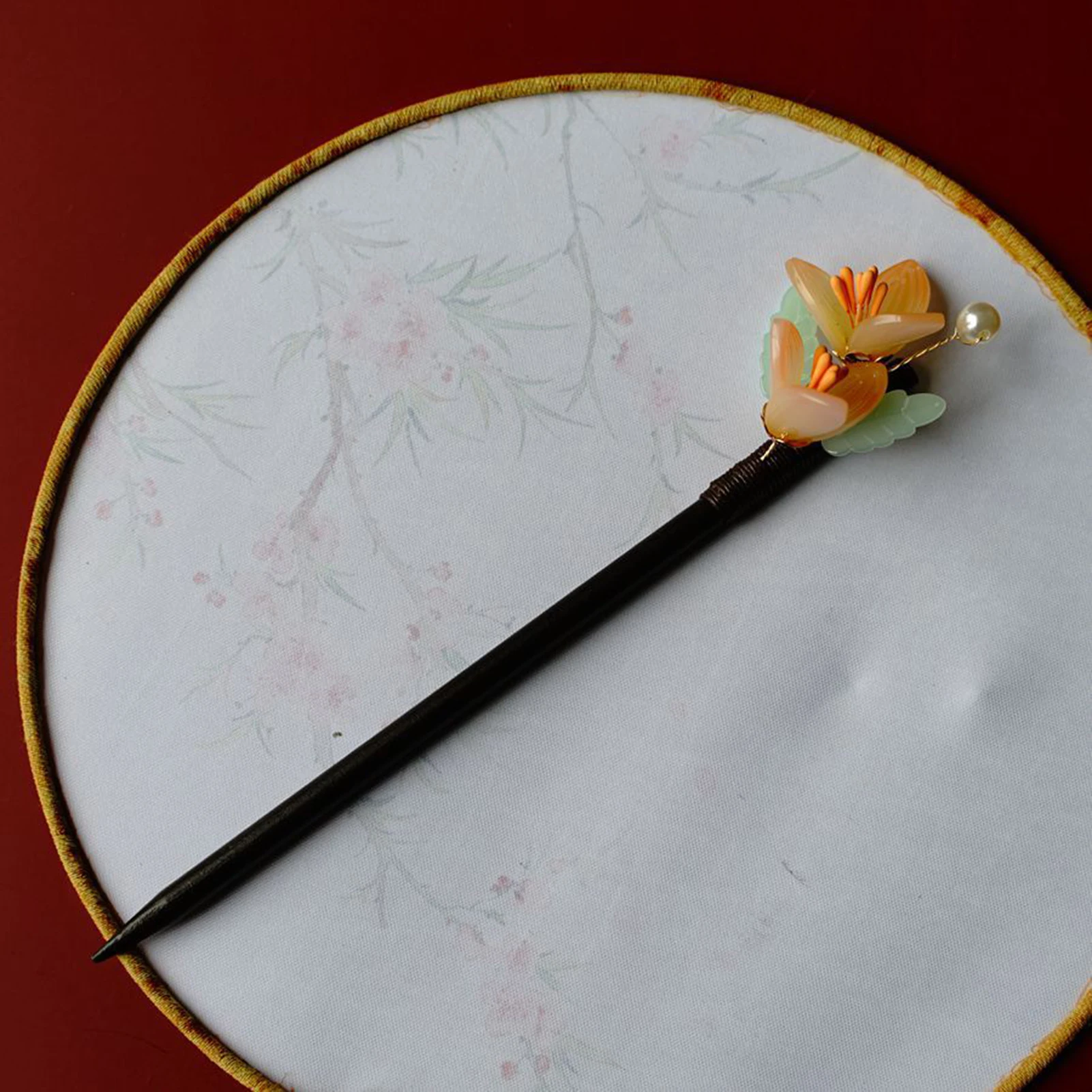 خمر النمط الصيني دبوس الشعر للنساء أنيقة خشبية زهرة الشعر عصا Hanfu شيونغسام فستان كامل الديكور إكسسوارات الشعر