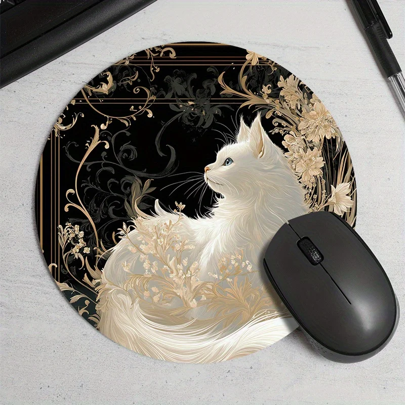 

The anti-slip rubber base of the floral cat pattern mouse pad is suitable for gaming and office desk computer decoration