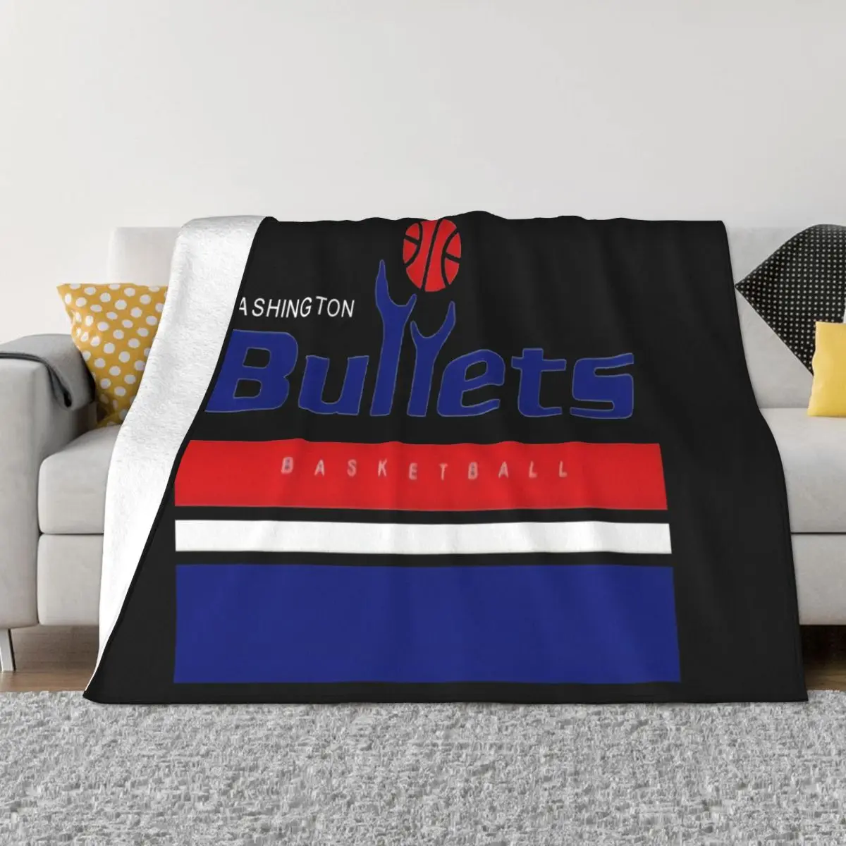 Washington Bullets Retro Basketball Throwback Jersey Logo Cool Casual Men Unisex Fashion Sbz1479 Throw Blanket