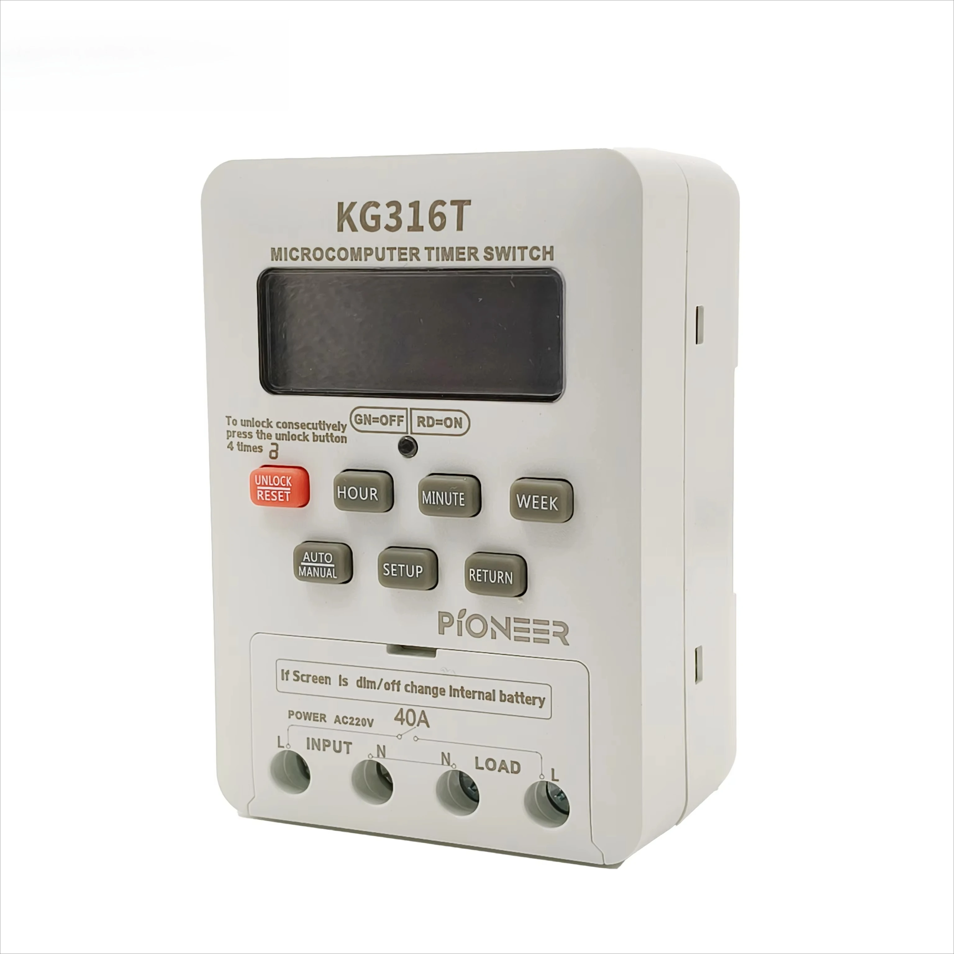 

Direct Factory KG316T Digital Timer Switch with Removable Battery Electrical Time Switch for Max. 40A Current