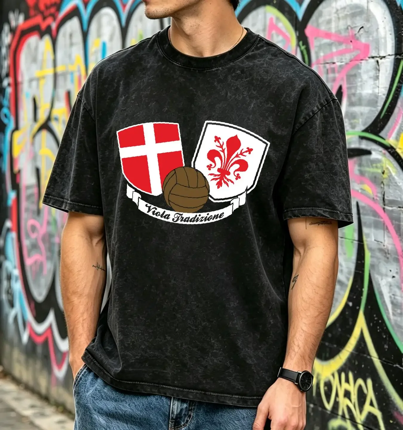 washed T Shirt J1594 Ultras Violet Traditions Curved Fiesole Hooligans long or short sleeves vintage Washed Slightly homme