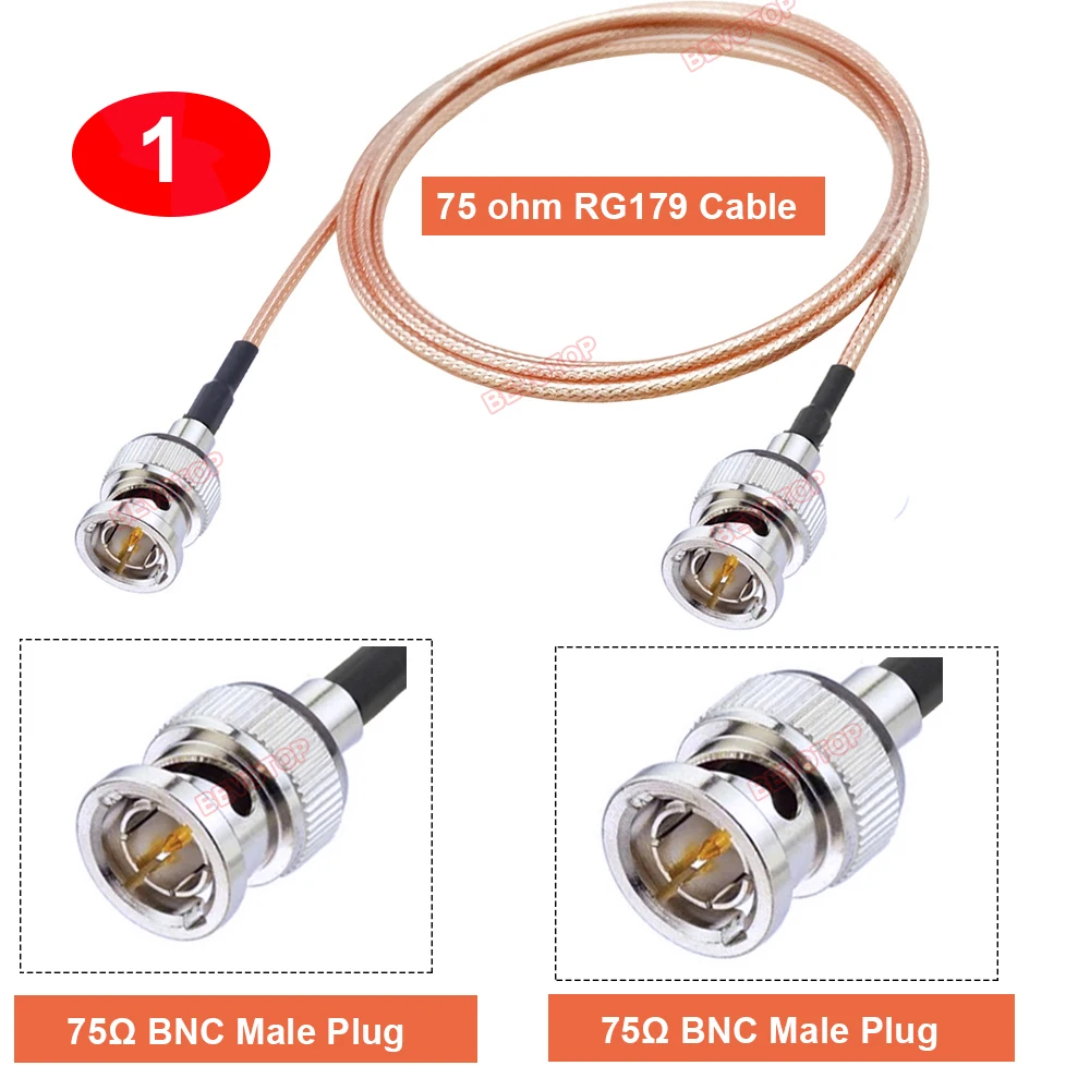 10pcs/lot BNC Male to BNC Male RG179 75Ohm SDI Converter Adapter RF Coaxial Cable for HD-SDI 3G-SDI Vedio CCTV Camera Camcorder