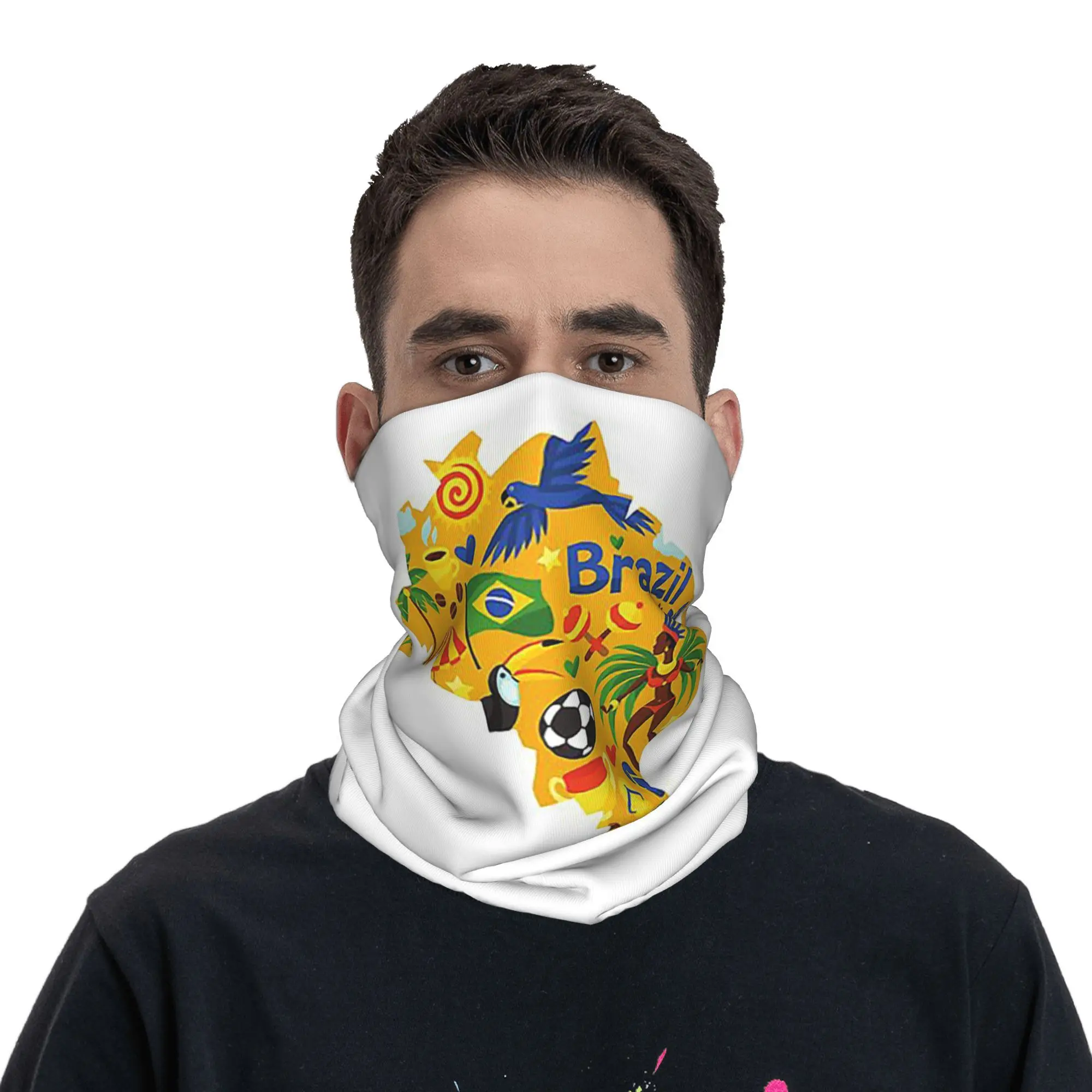 

Бразильская абстрактная карта, бандана на шею, маска с принтом, шарф, многофункциональная повязка на голову для бега, унисекс, для взрослых, зима