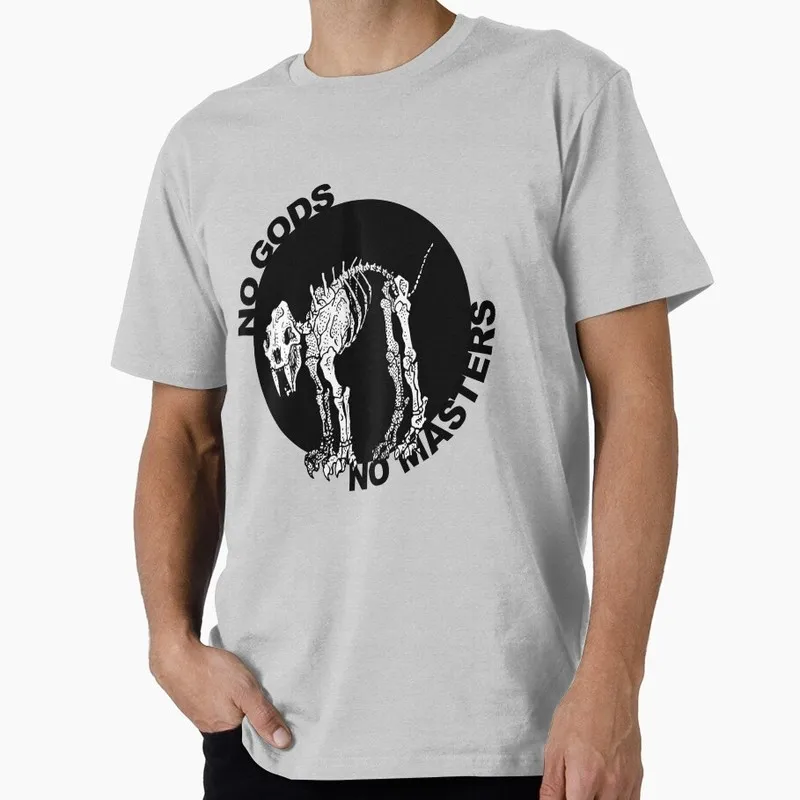 No Gods No Masters Anarchy Cat Graphic T‑Shirt Anarchist Slogan Punk Rock Rebellion Tops Cotton Short Sleeve Unisex Tees