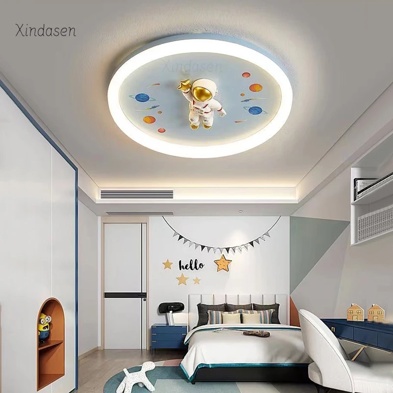 

Modern Astronaut Led Ceiling Lamp For Kids Room Boys Baby Children Bedroom Chandelier Cartoon Blue Space Ceiling Light Luminaire