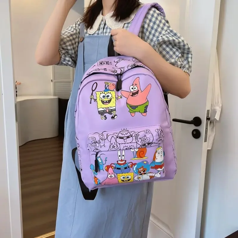 New cute cartoon SpongeBob SquarePants backpack cartoon  girl boy gift school bag  student gift