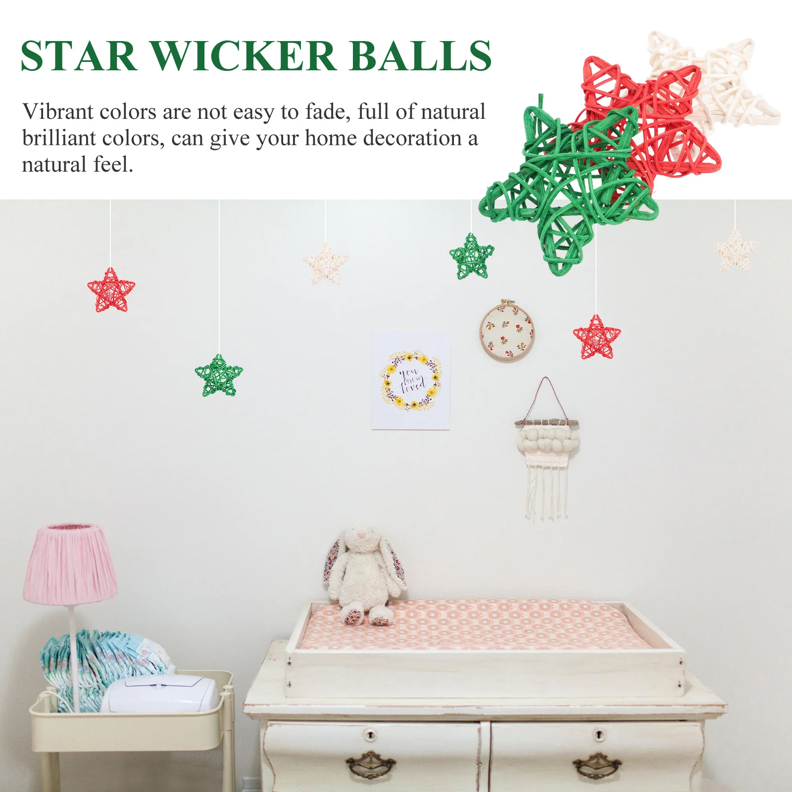 

18Pcs Wicker Rattan Stars Star Shaped Hanging Ornaments for Independence Day Party Home Decoration Holiday Wedding Supplies