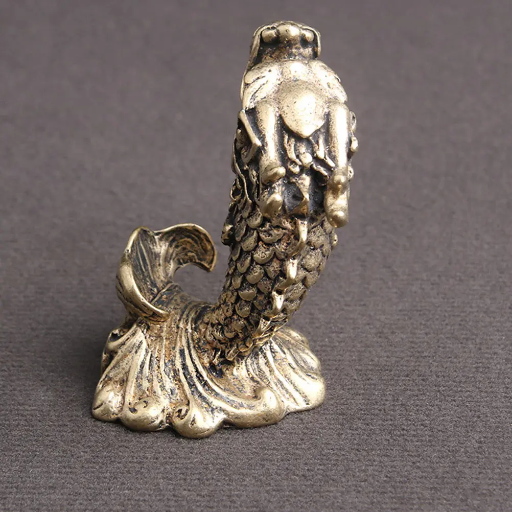 

Retro Desktop Craft Vintage Mini Ancient Fish Dragon Shape Craft nament Brass Crafts Home Office Decor Model