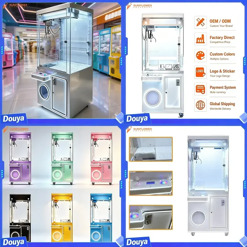 Factory Full Size Doll Machine Small Claw Crane Machine Coin Operated Games Toy Claw Vending Catch Machine With Coin Acceptor