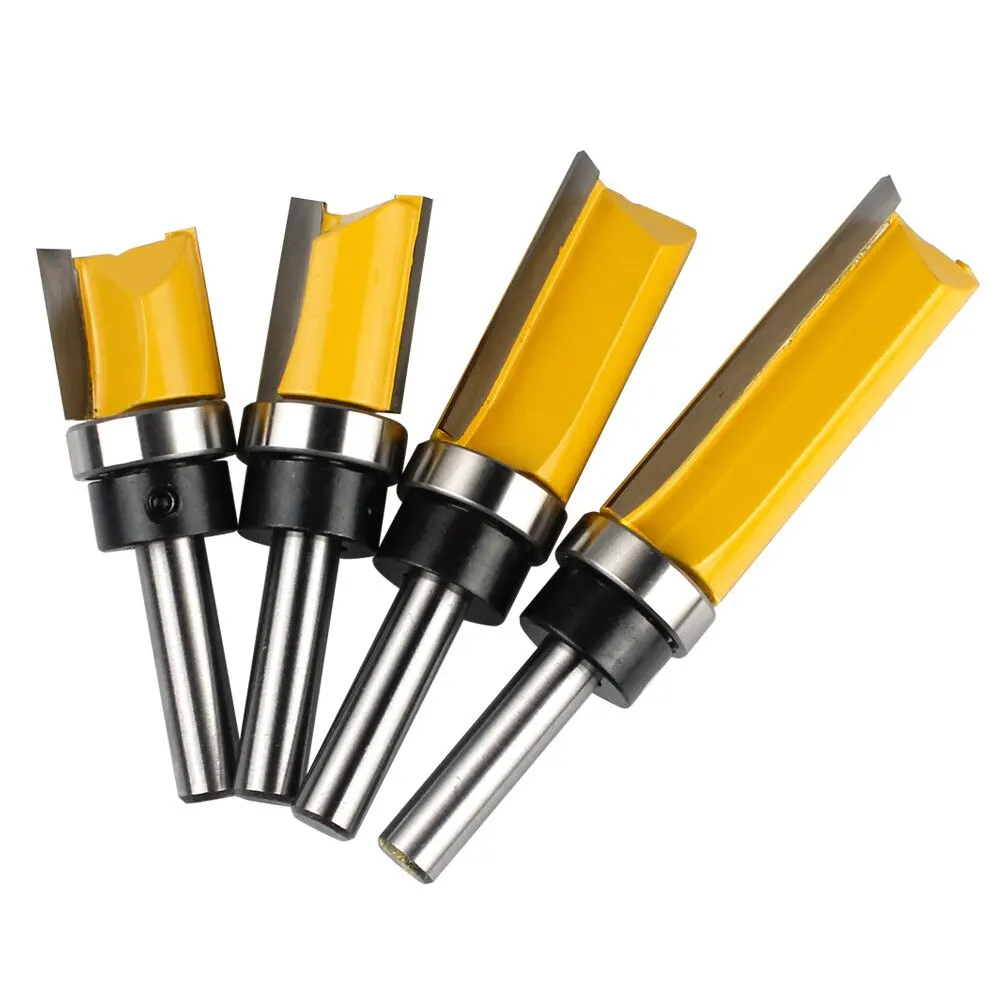 4PCS 8MM Shank Woodworking Milling Cutter Profile Trimming Knife Engraving Machine Milling Cutter with Bearing