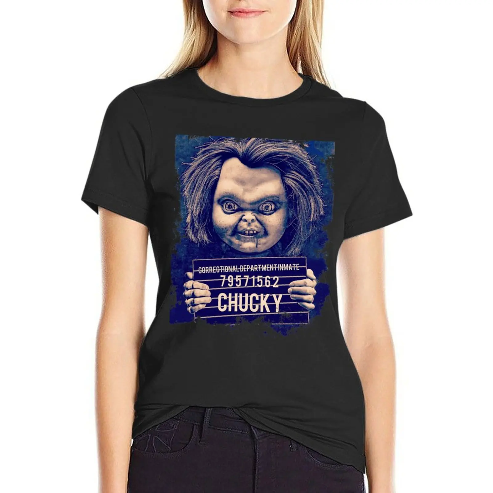 Chucky Mugshot T-Shirt summer top tees funny cotton t shirts Women