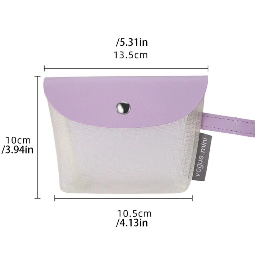 Nylon Transparent Mesh Storage Bag Makeup Bag Small Item Bag Mini Coin Purse Data Cable Storage Bag Solid Color Cosmetic Bag