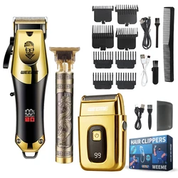 USB Rechargeable Men's Hair, 3-piece oil head and electric Trimmer, suitable for home use shaved hair salon boyfriend gifts