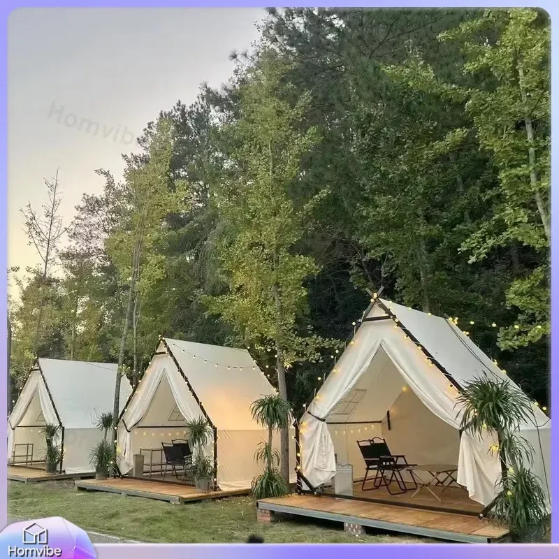 Outdoor Triangle Tent Steel Structure Camping Glamping Starry Sky Canopy for BBQ Hot Pot Restaurant B&B Shelter Large Space