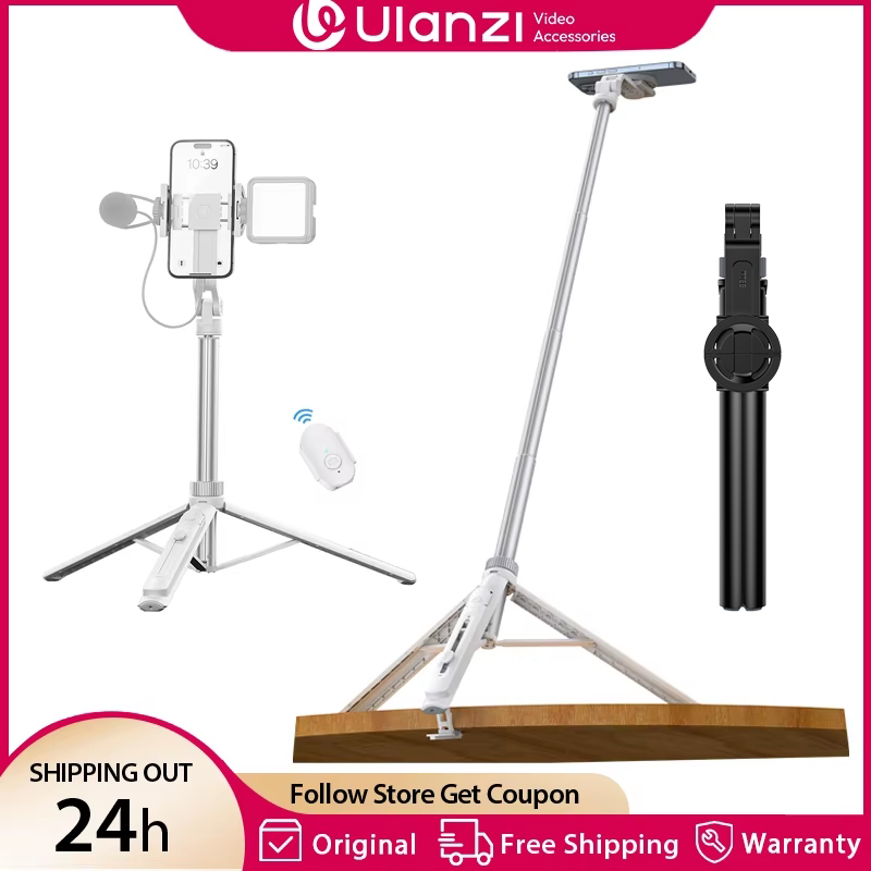  Ulanzi TT88 1.44M Overhead Selfie Stick Phone Tripod with Magnetic Clamp Wireless Remote Extension Tripod for LiveStreaming Vlog 