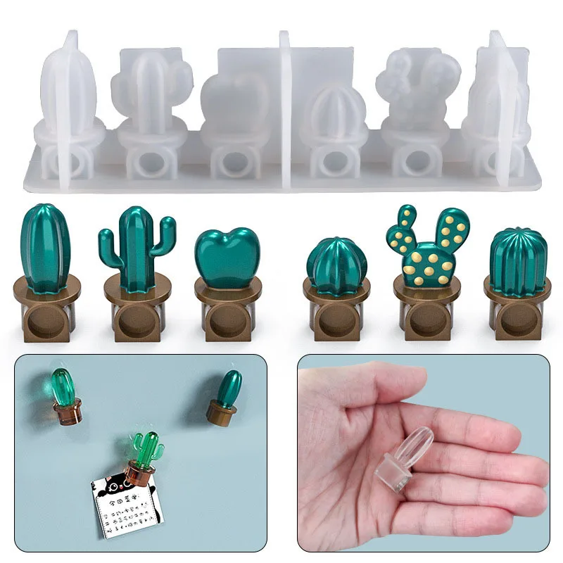 2025 New Mould DIY Crystal Drop Resin Decoration Mold Irregular Shape Cactus Refrigerator Sticker Home Ornaments Silicone Molds