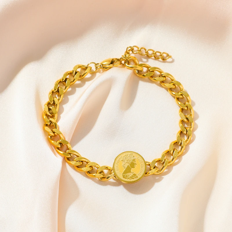 EILIECK 316L Edelstahl Metall Goldene Flachketten-Halskette Armband-Set für Damen, Texturierter Trendiger Wasserfester Schmuck Geschenk – Detail 16