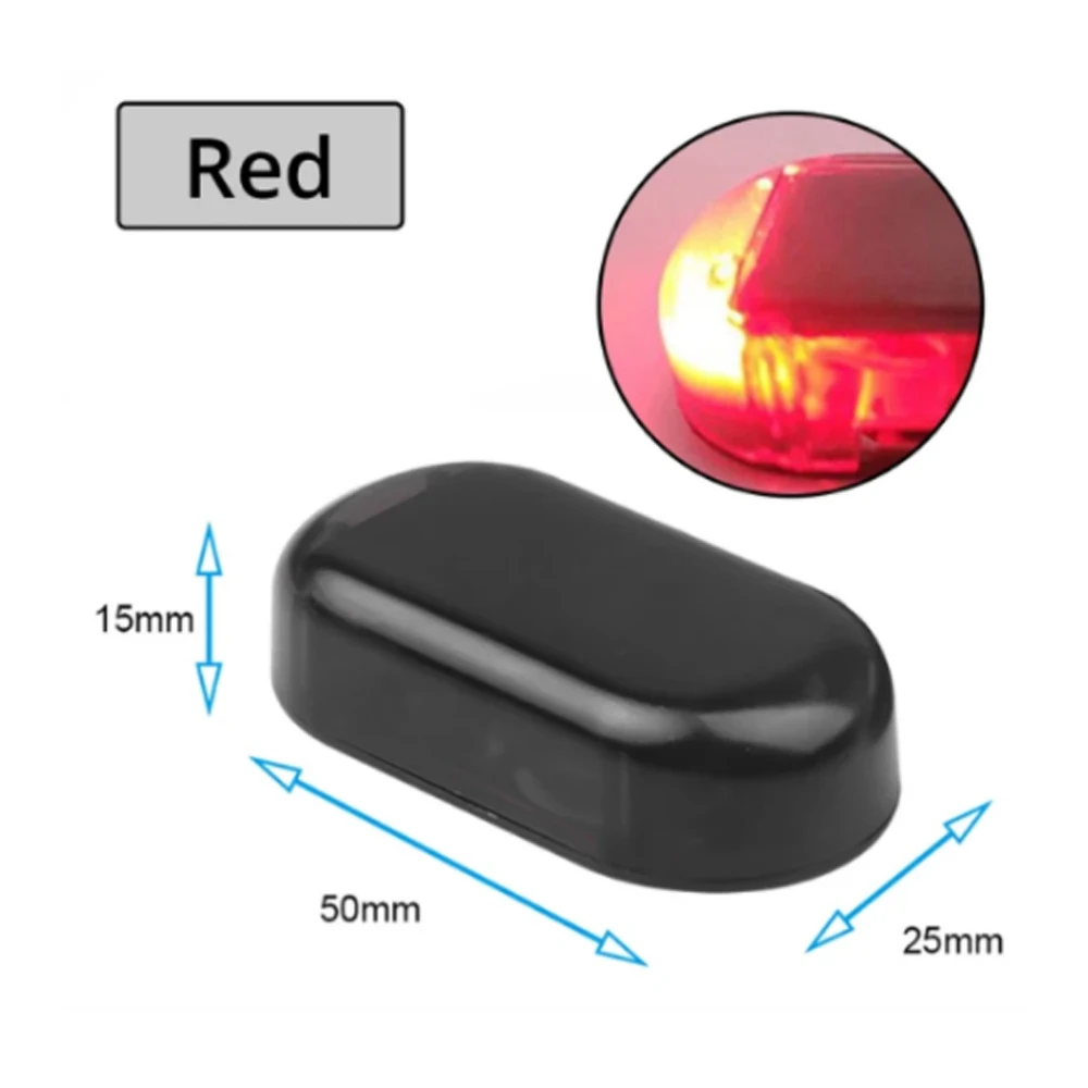 Car Solar Power Simulation Fake Anti-theft Caution Strobe Signal Security System Universal Flash Warning LED Light Alarm Lamp