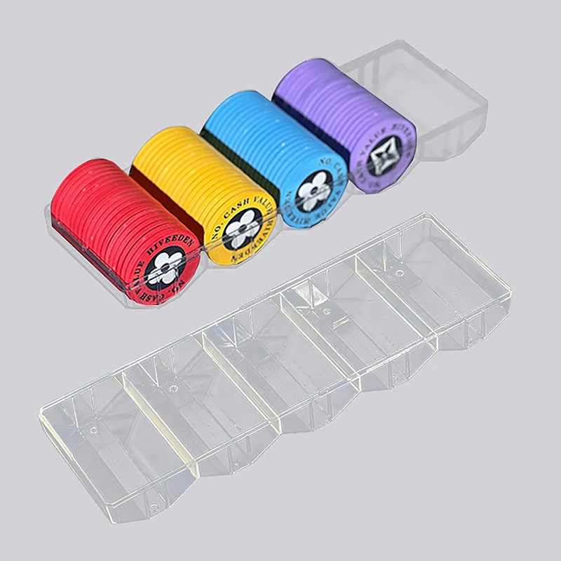 100 Chips Poker Chips Box Acrylic Fine Chips Transparent Boxes Casino Gambling Chip Storage Case With Covers