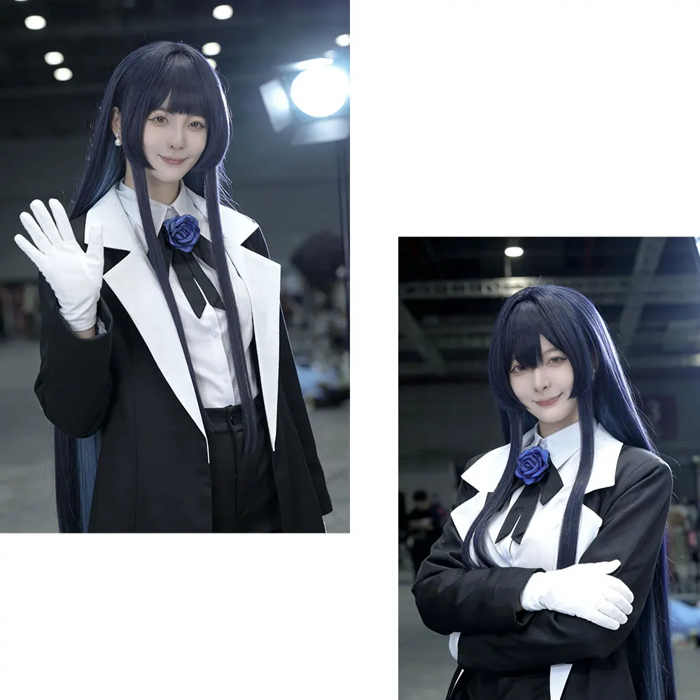 ADO Cosplay Wig HSIU 100Cm Blue-purple Mixed With Green-gray Long Hair Heat Resistant Wig+Wig Cap view 2