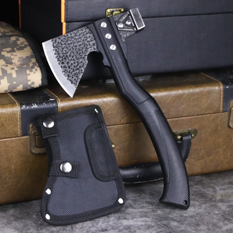 Đen Cắm Trại Chiến Thuật Axe ABS Tay Cầm Đa Năng Ngoài Trời Khai Thác Gỗ Axe Họ, Nhóm Ngoài Trời Xe Axe + Nylon tay Áo