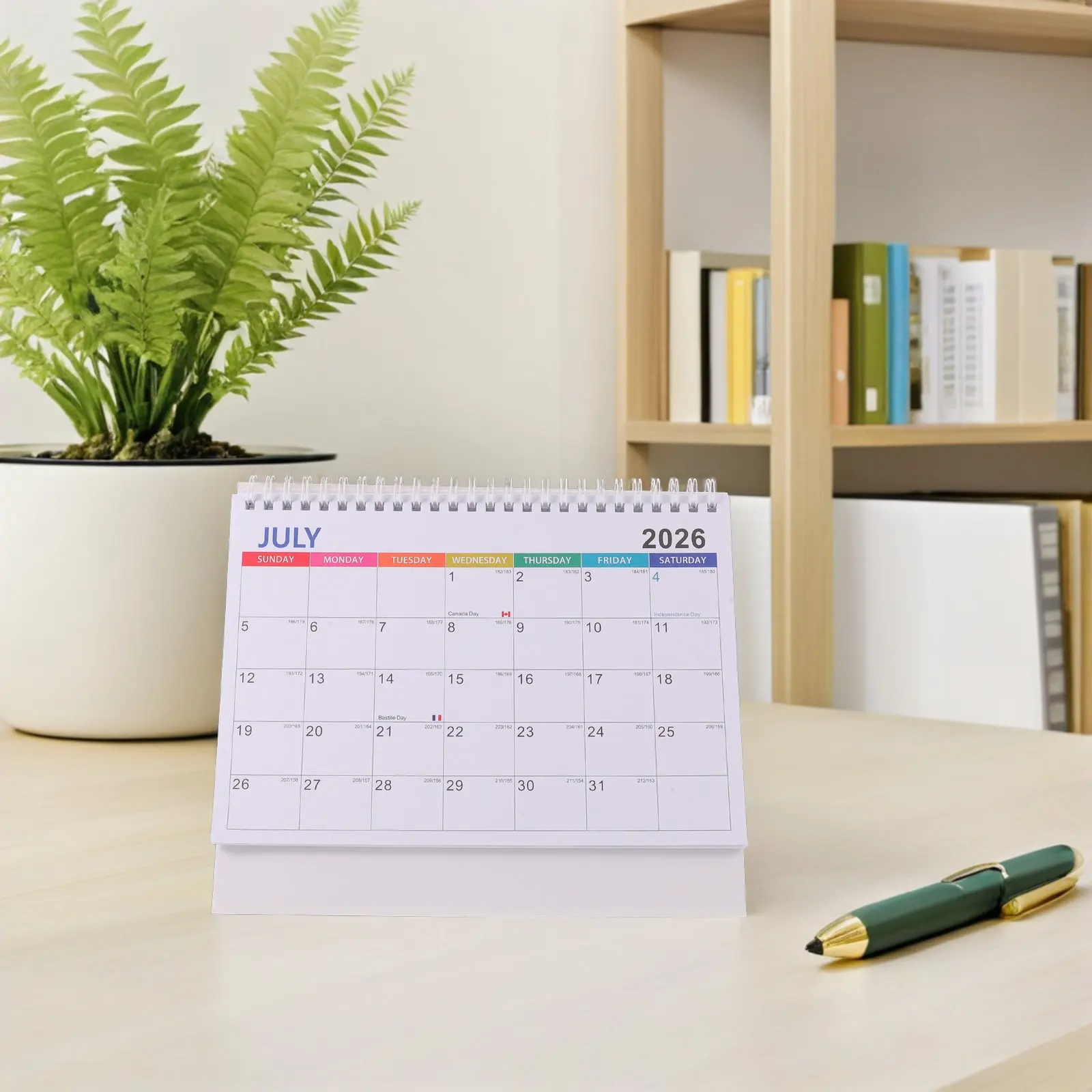 Desk Calendar July 2026 June 2027 Monthly Spiral Standing Desktop Organizer Office Planner Note Section Scheduling