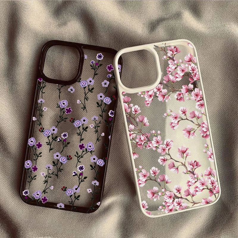 Cute Ditsy Flower Cherry Clear Case for Samsung Galaxy S26 S25 FE S24 Plus S23 Ultra A57 A37 A36 A27 A26 A56 A16 A15 A06 Cover