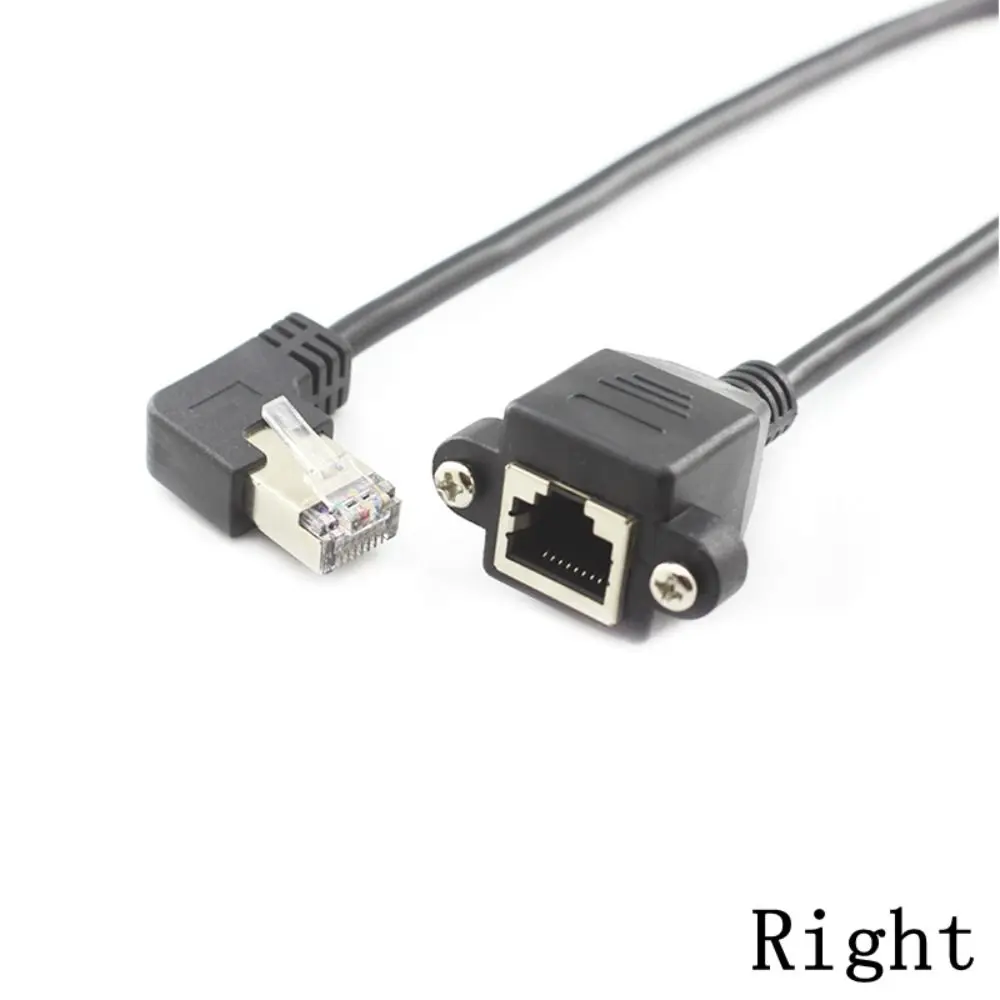 

Ears 0.6m RJ45 8Pin Right Angle 90 Degree Screw Panel Panel Mount Extension Cable RJ45 Cable Network Wire Ethernet LAN Cord