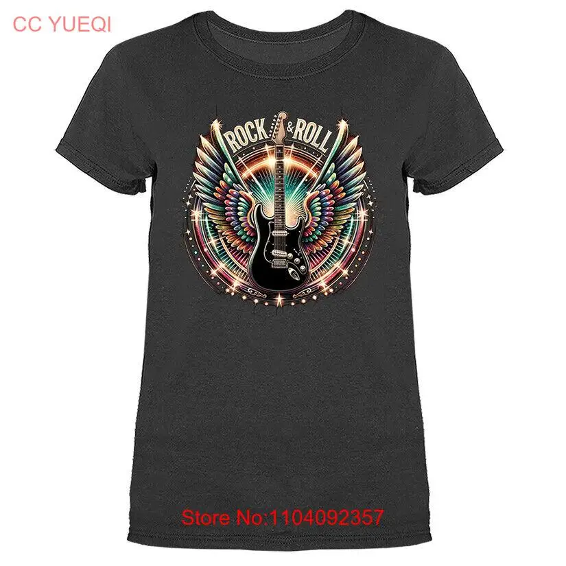 Rock & Roll Guitar Wings Rock Music Band Womens T-shirt