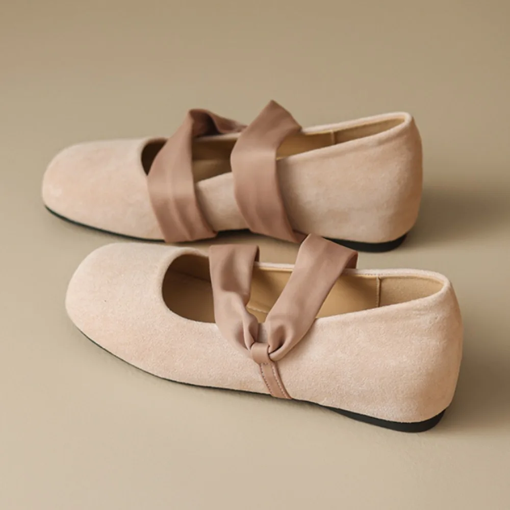 Flat Mary Janes Inner Height Increasing Women's Shoes Pink Ballet Shoes Woman Light Mouth with Skirt Mary Jane Shoes Gentle Wind