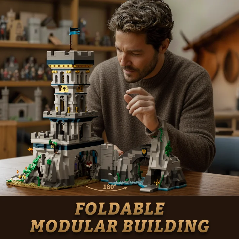 2363PCS Medieval Fortress Building Blocks Street View Model Toys Foldable Nest City Azure Throne Bricks Desktop Ornaments For Ideal Gifts view 3