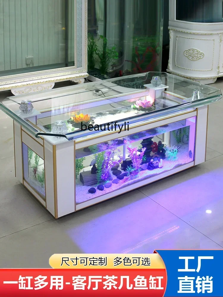 Ecological Tea Table Fish Tank Aquarium Glass Rectangular Large Creative Home Living Room Tea Table Fish Globe