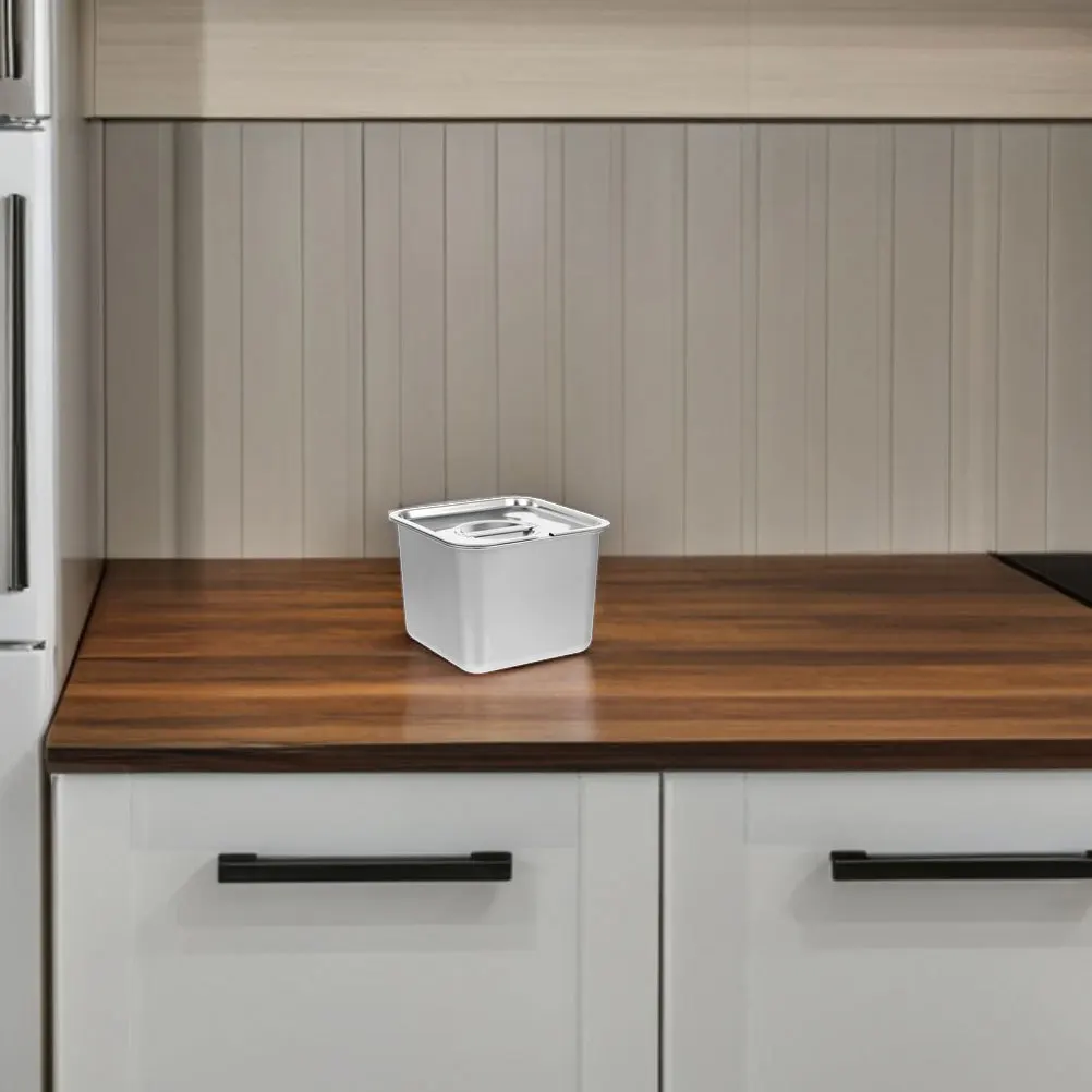 

Stainless Steel Food Container Airtight Lid For Ice Cream Storage Freezer Fridge Organizer Metal Storage Box Kitchen