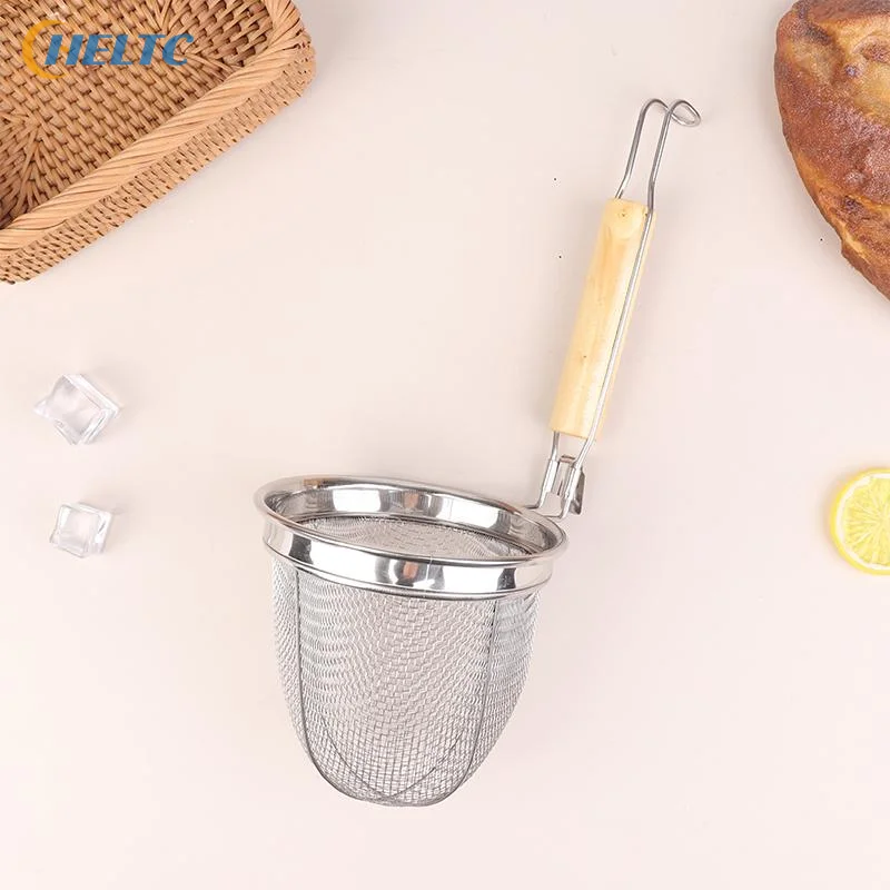 Noodle Strainer Stainless Steel Wooden Handle Noodle Funnel Multifunction Serving Basket Food Strainer Drainer Kitchen Gadgets