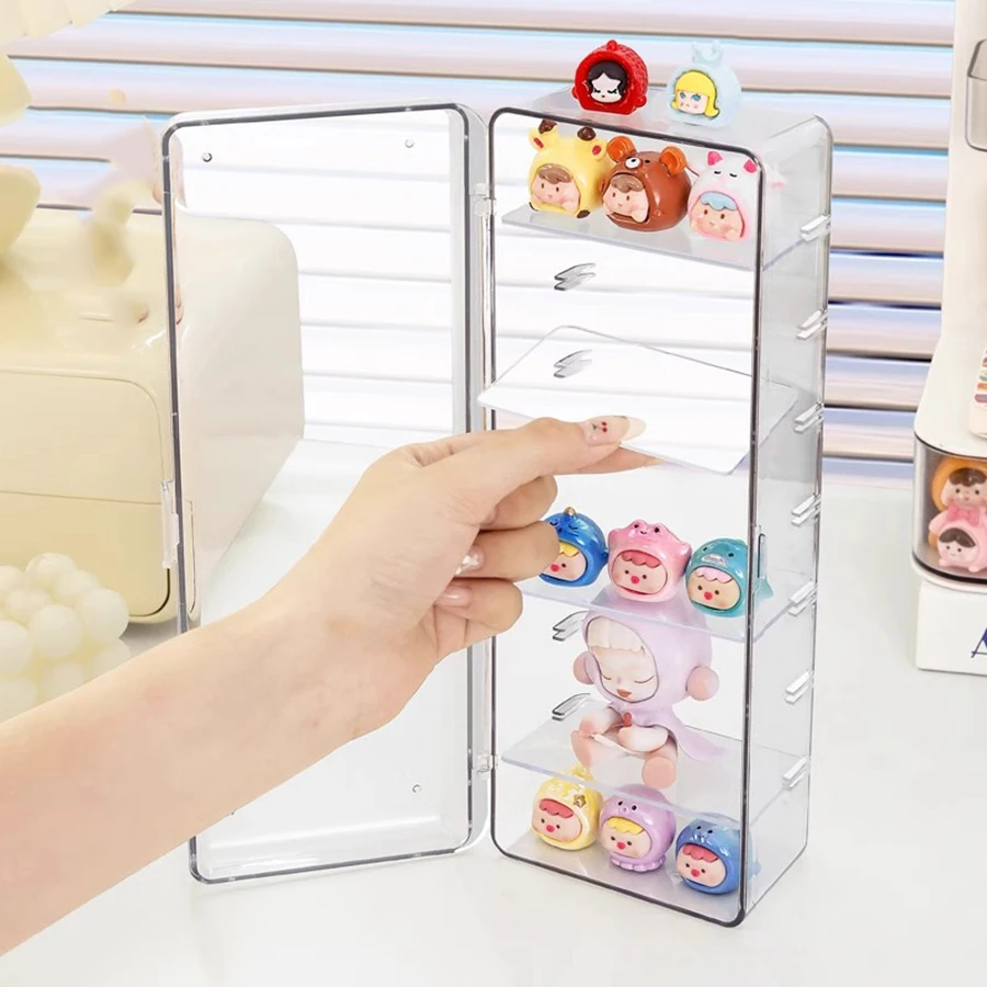 A multi-layer dust-proof storage box with a cute little display box and a blind box