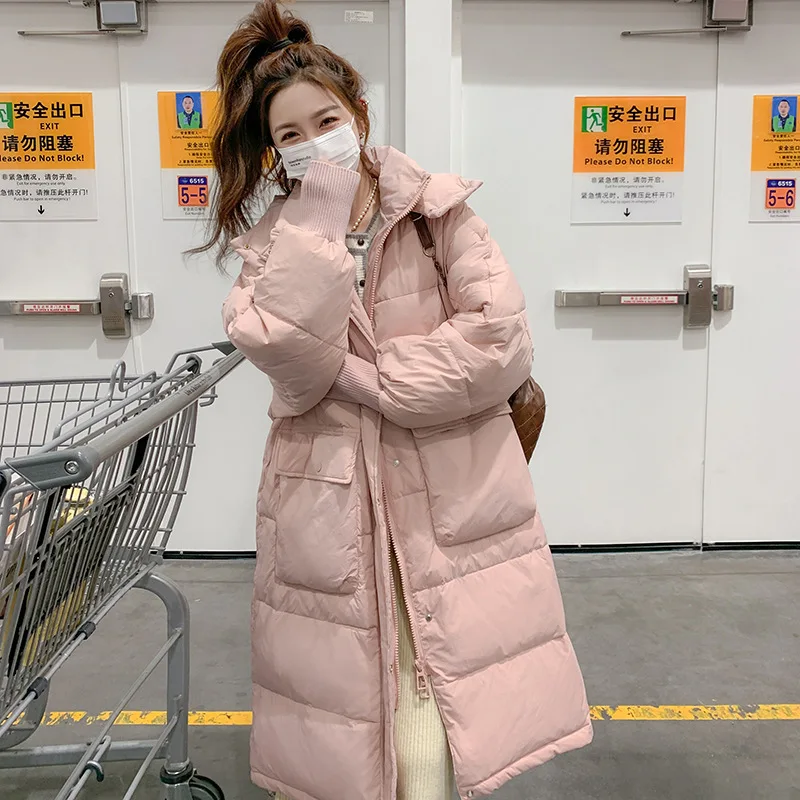 

Women's Long Duck Down Coat Winter Knee Length Korean Style Duck Feather Padded Jackets Woman зимнее пальто женское JK-166