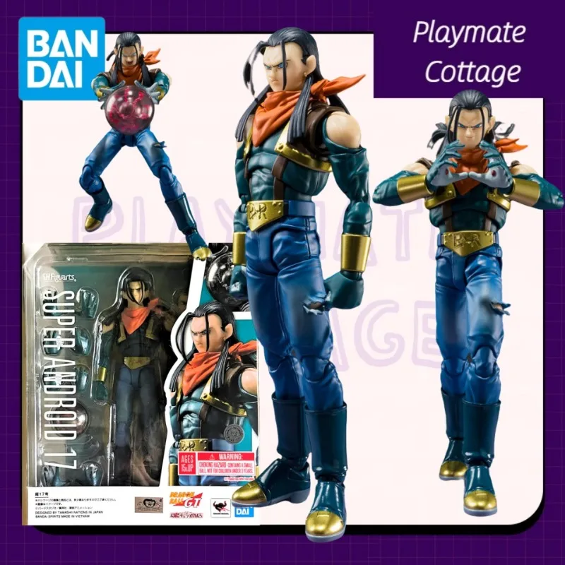 

In-Stock BANDAI Genuine Dragon Ball Anime Figure SHF SUPER ANDROID 17 Finished Goods Model Joints Movable Toy Collectible